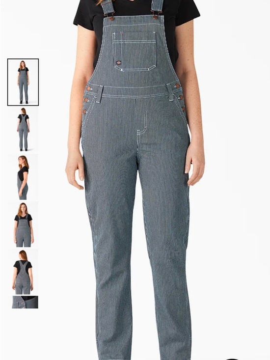 Blue White Pinstripe Dickies Hickory Relaxed Fit Overalls~Small - Picture 6 of 6
